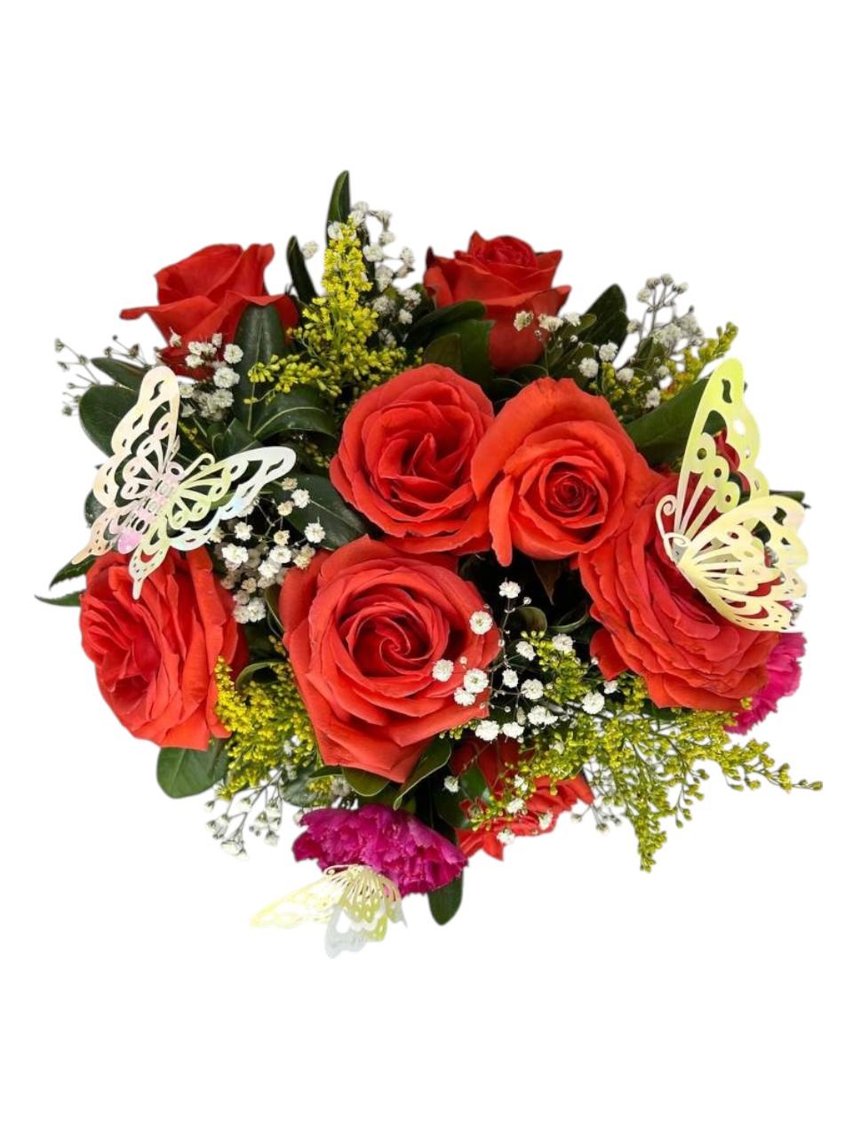 Arreglo Floral de Rosas con Mariposas | Buda Alado 3 Arreglo Floral de Rosas con Mariposas | Buda Alado - Imagen de 3