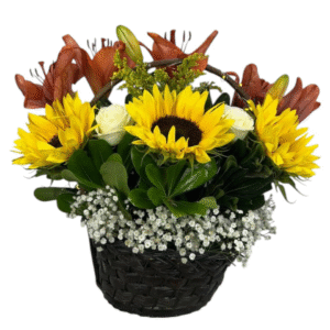 Arreglo Floral de Rosas y Girasoles con Luz | Aurora de Amor