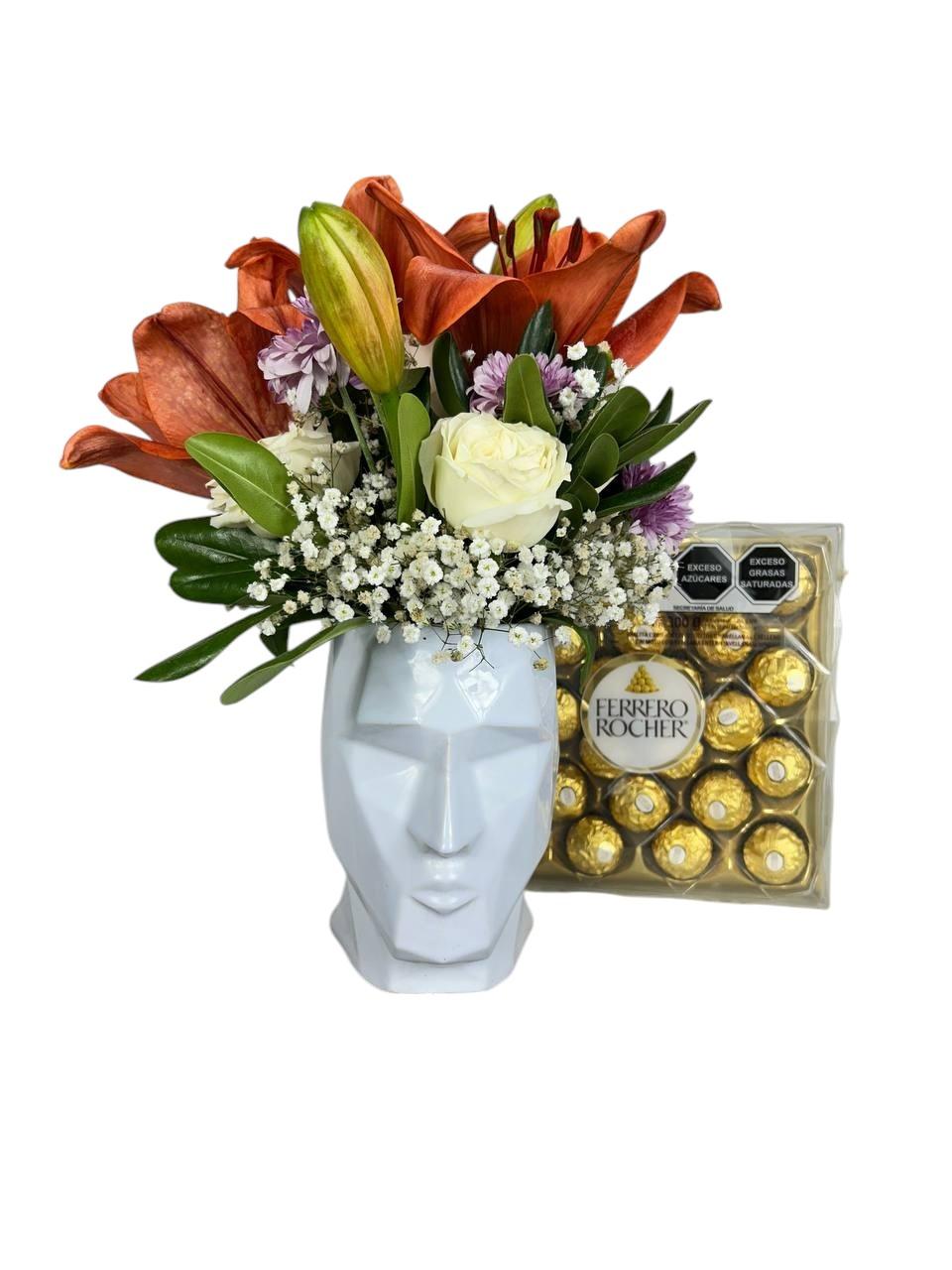 Arreglo Floral de Rosas con Ferrero | Armonia Pura 1 Arreglo Floral de Rosas con Ferrero | Armonia Pura