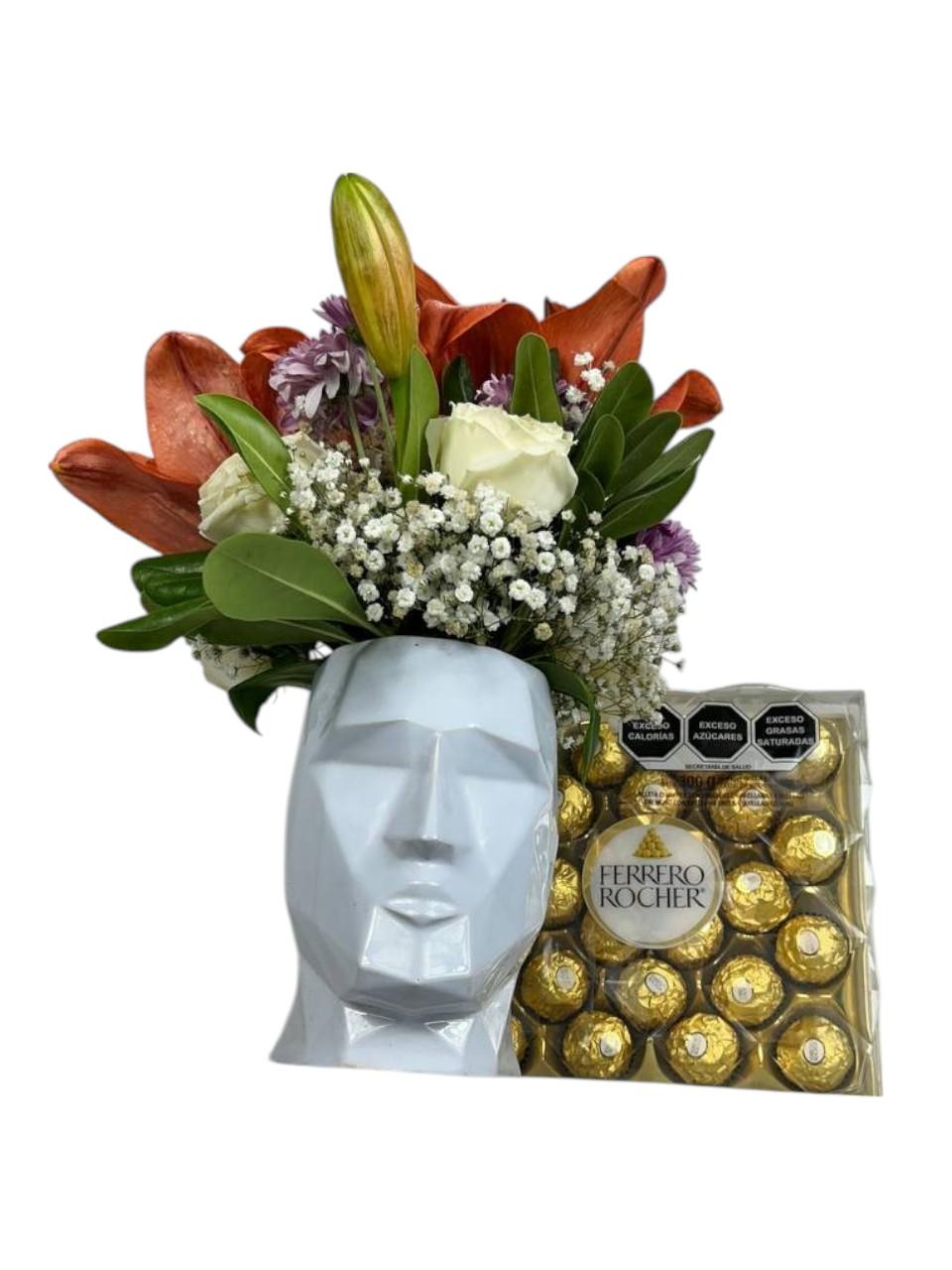 Arreglo Floral de Rosas con Ferrero | Armonia Pura 2 Arreglo Floral de Rosas con Ferrero | Armonia Pura - Imagen de 2