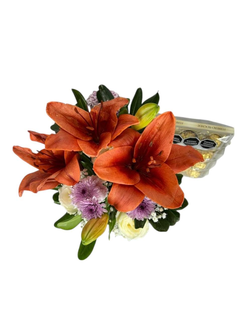 Arreglo Floral de Rosas con Ferrero | Armonia Pura 3 Arreglo Floral de Rosas con Ferrero | Armonia Pura - Imagen de 3