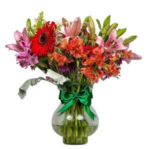 Arreglo Floral de Rosas, Gerberas y Lirios | Sueños Rosados