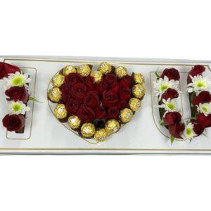 Arreglo Floral de Rosas y Margaritas con Ferrero | Dulzura Primaveral