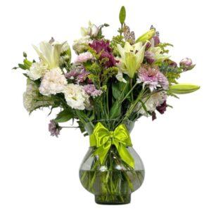 Arreglo Floral de Lilis con Luz, Mariposas | Luz Blanca Mariposa