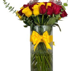Arreglo Floral de Rosas con Mariposas | Dúo Mariposa