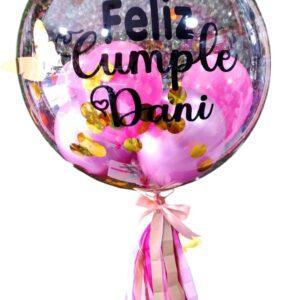 GLOBO CRISTAL CON GLOBOS DENTRO Y CONFETI METÁLICO