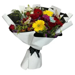 Ramo de Rosas y Gerberas con Mariposas | Amanecer con Mariposas