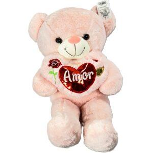 PELUCHE ROSA DE OSO CON CORAZON