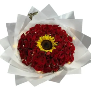 Ramo de Rosas y Girasoles con Luz | Amor Puro con Girasol y Luz