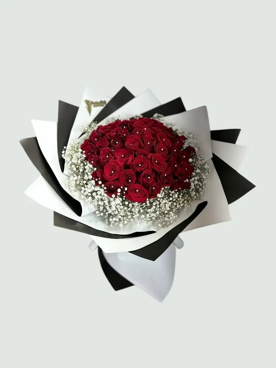 Ramo de 50 Rosas Rojas con perlas y diamantes | Amor de Lujo 2 Ramo de 50 Rosas Rojas con perlas y diamantes | Amor de Lujo - Imagen de 2