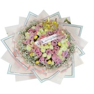 Ramo de Rosas con Ferrero | Dulce Pureza