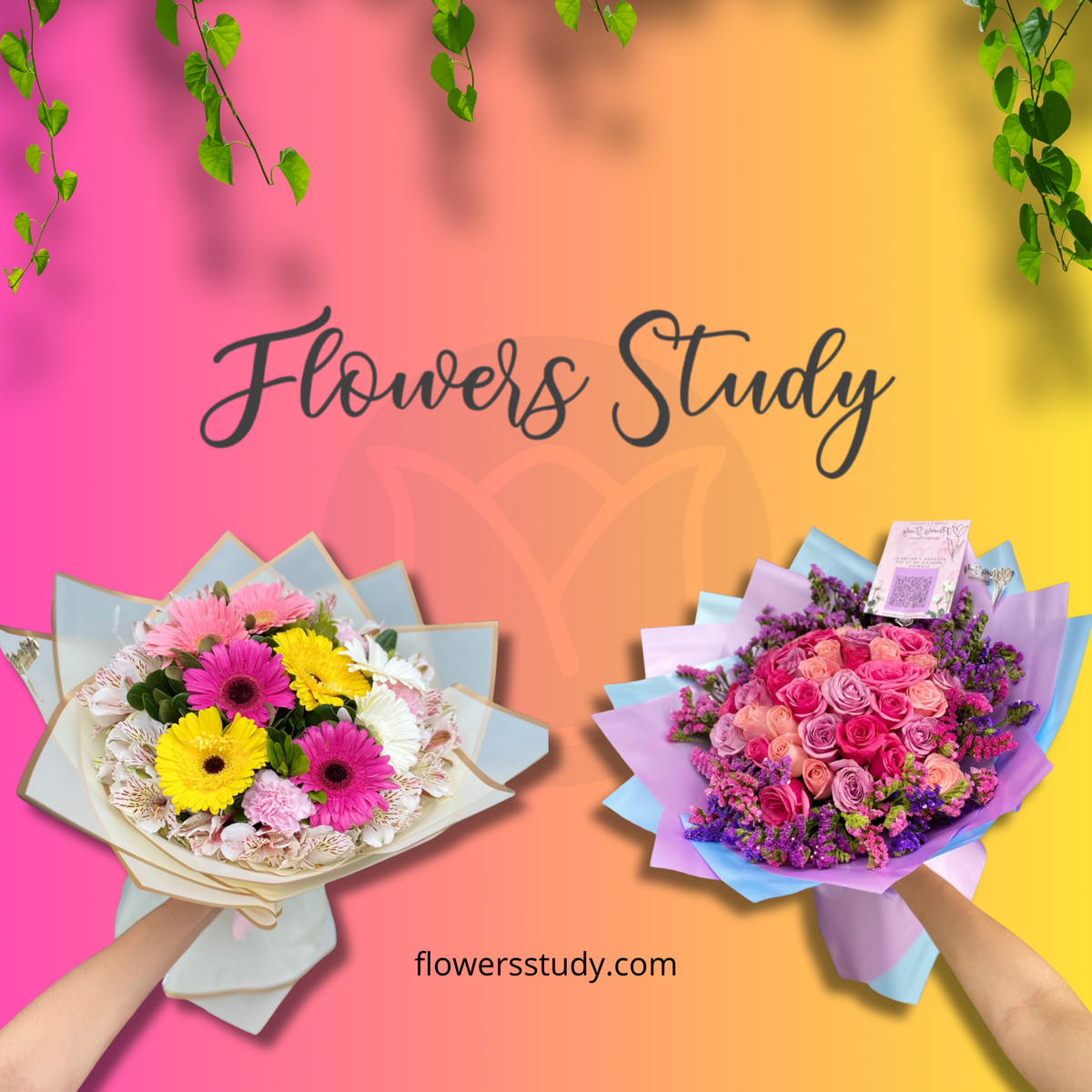 Envía Flores A Domicilio En Tultitlán 29 Ramos de flores coloridas y rosas rosas de Flowers Study con entrega a domicilio.